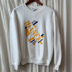 Vintage San Diego Dance Russell Athletic White and Yellow Graphic Crew sweater